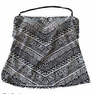 Chaps Black White Tribal Tie Tankini Swim Halter